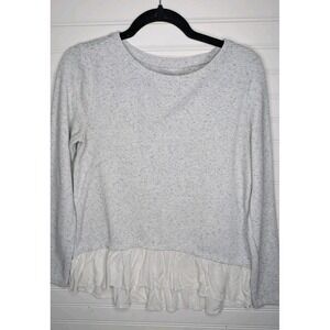 Ann Taylor Loft Womens Pullover Long Sleeve Small Speckled Gray Blue Heather Top